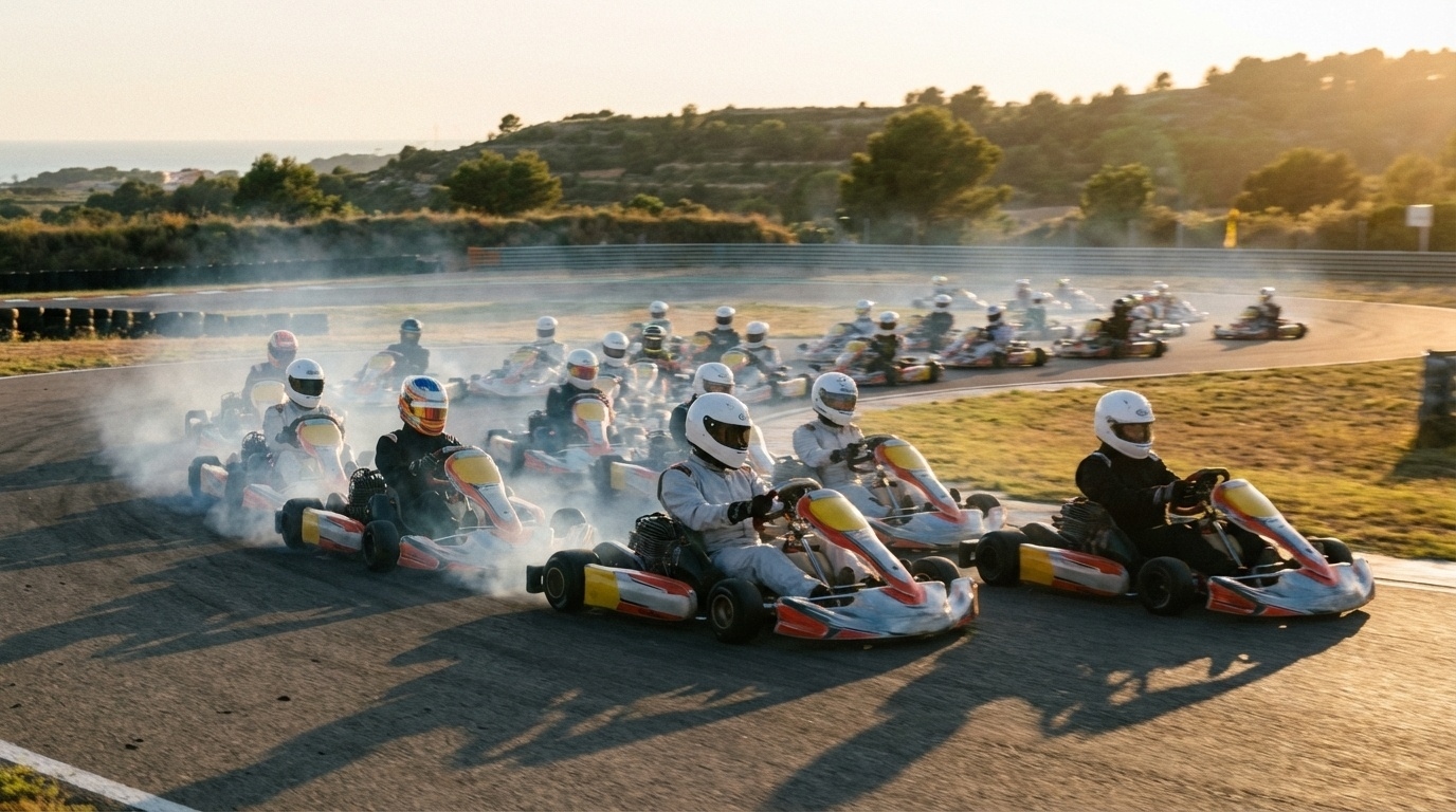 Carrera de karting para grupos en Tarragona con ambiente de competición